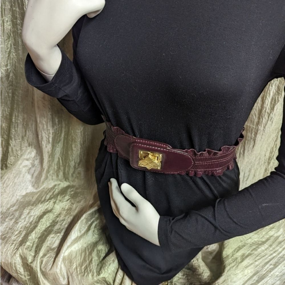 BCBGMAXAZRIA Leather Boho Eclectic Statement Dopamine Belt Size XS - Picture 6 of 8